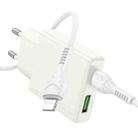 hoco N45 Biscuit PD30W Type-C + QC3.0 USB Charger with Type-C to 8 Pin Cable, EU Plug(White) - 1