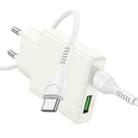 hoco N45 Biscuit PD30W Type-C + QC3.0 USB Charger with Type-C to Type-C Cable, EU Plug(White) - 1