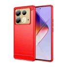 For Infinix Note 40 Brushed Texture Carbon Fiber TPU Phone Case(Red) - 1