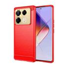 For Infinix Note 40 Pro 5G Brushed Texture Carbon Fiber TPU Phone Case(Red) - 1