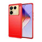 For Infinix Note 40 Pro 4G Carbon Fiber Brushed Texture TPU Phone Case(Red) - 1