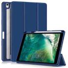 For iPad 10.2 2021 / 2020 / 10.5 Acrylic 3-Fold Solid Color Smart Leather Tablet Case(Dark Blue) - 1