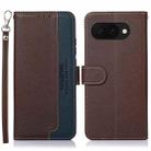 For Google Pixel 9a KHAZNEH Litchi Texture Leather RFID Phone Case(Brown) - 1