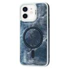 For iPhone 12 Contrast Color Denim MagSafe Magnetic Phone Case(Grey Blue) - 1