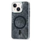 For iPhone 14 Plus Contrast Color Denim MagSafe Magnetic Phone Case(Black) - 1