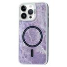 For iPhone 14 Pro Contrast Color Denim MagSafe Magnetic Phone Case(Pink Purple) - 1