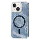 For iPhone 15 Plus Contrast Color Denim MagSafe Magnetic Phone Case(Blue) - 1