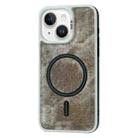 For iPhone 15 Plus Contrast Color Denim MagSafe Magnetic Phone Case(Grey) - 1
