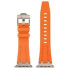 For Apple Watch SE 2023 44mm Stone Grain Liquid Silicone Watch Band(Titanium Orange) - 2