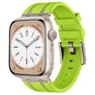 For Apple Watch SE 2023 44mm Stone Grain Liquid Silicone Watch Band(Titanium Green) - 1