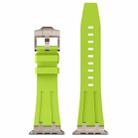 For Apple Watch SE 2023 44mm Stone Grain Liquid Silicone Watch Band(Titanium Green) - 2