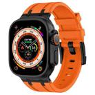 For Apple Watch Ultra 2 49mm Stone Grain Liquid Silicone Watch Band(Black Orange) - 1