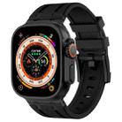 For Apple Watch Ultra 2 49mm Stone Grain Liquid Silicone Watch Band(Black Black) - 1