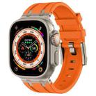 For Apple Watch Ultra 2 49mm Stone Grain Liquid Silicone Watch Band(Titanium Orange) - 1