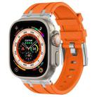 For Apple Watch Ultra 2 49mm Stone Grain Liquid Silicone Watch Band(Sliver Orange) - 1