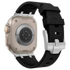 For Apple Watch Ultra 2 49mm Stone Grain Liquid Silicone Watch Band(Silver Black) - 3