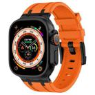 For Apple Watch Ultra 49mm Stone Grain Liquid Silicone Watch Band(Black Orange) - 1