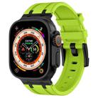 For Apple Watch Ultra 49mm Stone Grain Liquid Silicone Watch Band(Black Green) - 1