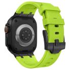 For Apple Watch Ultra 49mm Stone Grain Liquid Silicone Watch Band(Black Green) - 3