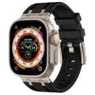 For Apple Watch Ultra 49mm Stone Grain Liquid Silicone Watch Band(Titanium Black) - 1