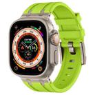 For Apple Watch Ultra 49mm Stone Grain Liquid Silicone Watch Band(Titanium Green) - 1