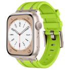 For Apple Watch Series 8 45mm Stone Grain Liquid Silicone Watch Band(Titanium Green) - 1