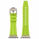 For Apple Watch Series 8 45mm Stone Grain Liquid Silicone Watch Band(Titanium Green) - 2