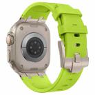For Apple Watch Series 8 45mm Stone Grain Liquid Silicone Watch Band(Titanium Green) - 3