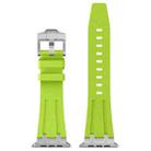 For Apple Watch Series 8 45mm Stone Grain Liquid Silicone Watch Band(Silver Green) - 2