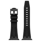 For Apple Watch SE 2022 44mm Stone Grain Liquid Silicone Watch Band(Black Black) - 2