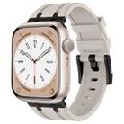 For Apple Watch SE 2022 44mm Stone Grain Liquid Silicone Watch Band(Black Starlight) - 1