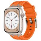 For Apple Watch SE 2022 44mm Stone Grain Liquid Silicone Watch Band(Titanium Orange) - 1