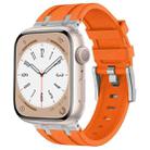 For Apple Watch SE 2022 44mm Stone Grain Liquid Silicone Watch Band(Sliver Orange) - 1