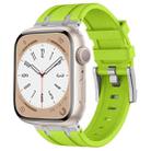 For Apple Watch SE 2022 44mm Stone Grain Liquid Silicone Watch Band(Silver Green) - 1