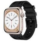 For Apple Watch Series 7 45mm Stone Grain Liquid Silicone Watch Band(Black Black) - 1