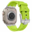 For Apple Watch Series 7 45mm Stone Grain Liquid Silicone Watch Band(Silver Green) - 3