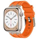 For Apple Watch SE 44mm Stone Grain Liquid Silicone Watch Band(Titanium Orange) - 1