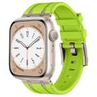 For Apple Watch SE 44mm Stone Grain Liquid Silicone Watch Band(Titanium Green) - 1