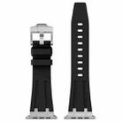 For Apple Watch SE 44mm Stone Grain Liquid Silicone Watch Band(Silver Black) - 2