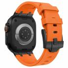 For Apple Watch Series 6 44mm Stone Grain Liquid Silicone Watch Band(Black Orange) - 3
