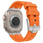 For Apple Watch Series 5 44mm Stone Grain Liquid Silicone Watch Band(Sliver Orange) - 3