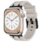 For Apple Watch Series 4 44mm Stone Grain Liquid Silicone Watch Band(Black Starlight) - 1