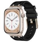 For Apple Watch Series 3 42mm Stone Grain Liquid Silicone Watch Band(Titanium Black) - 1
