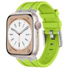 For Apple Watch Series 3 42mm Stone Grain Liquid Silicone Watch Band(Silver Green) - 1