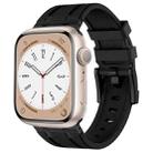 For Apple Watch 42mm Stone Grain Liquid Silicone Watch Band(Black Black) - 1