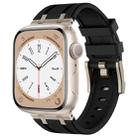 For Apple Watch 42mm Stone Grain Liquid Silicone Watch Band(Titanium Black) - 1