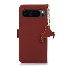 For Google Pixel 10 Pro / 9 Pro Genuine Leather Magnetic RFID Leather Phone Case(Coffee) - 3