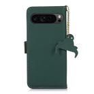 For Google Pixel 10 / 9 Genuine Leather Magnetic RFID Leather Phone Case(Green) - 3
