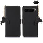 For Google Pixel 10 / 9 Genuine Leather Magnetic RFID Leather Phone Case(Black) - 1