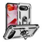 For Google Pixel 9a Shockproof TPU + PC Phone Case with Holder(Silver) - 1